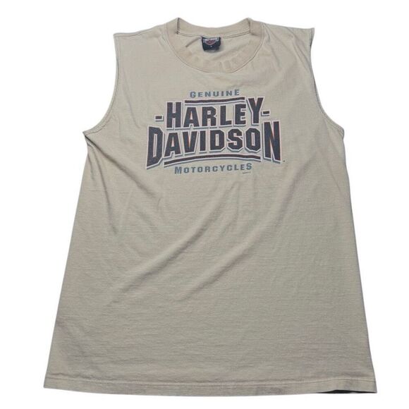 Vintage Harley Davidson Tan Tank Top Men’s L Terre Haute IN Biker Moto Y2K 2006 - Picture 1 of 11